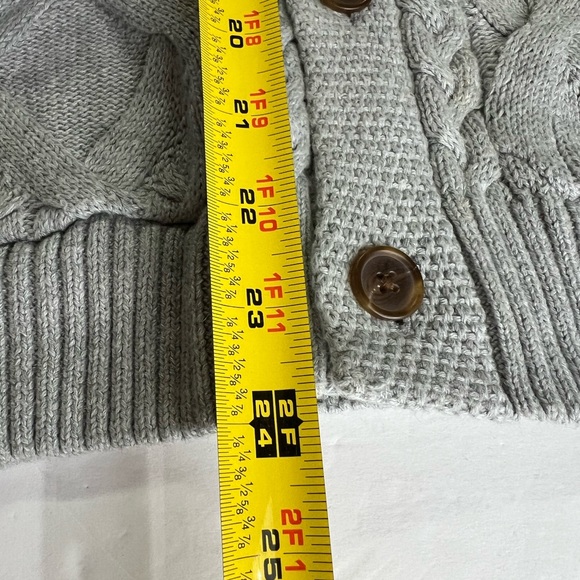 Tasso Elba men’s collared cardigan light gray M cable knit casual office fall - Picture 7 of 7